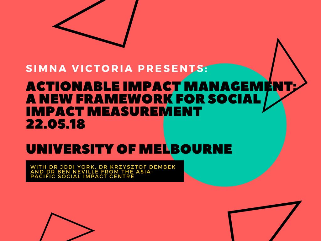 SIMNA VIC Event: Actionable Impact Management – A New Framework for Social Impact Measurement